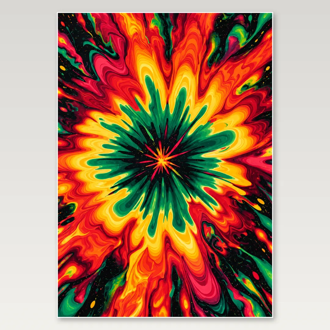 Molten Rainbow Bloom A4 Poster