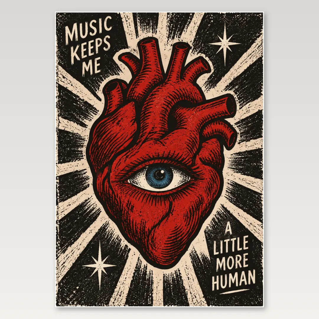 Red Heart Eye Illustration A4 Poster
