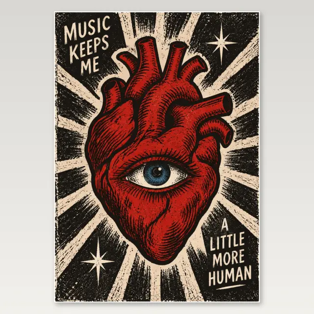 Red Heart Eye Illustration A4 Poster