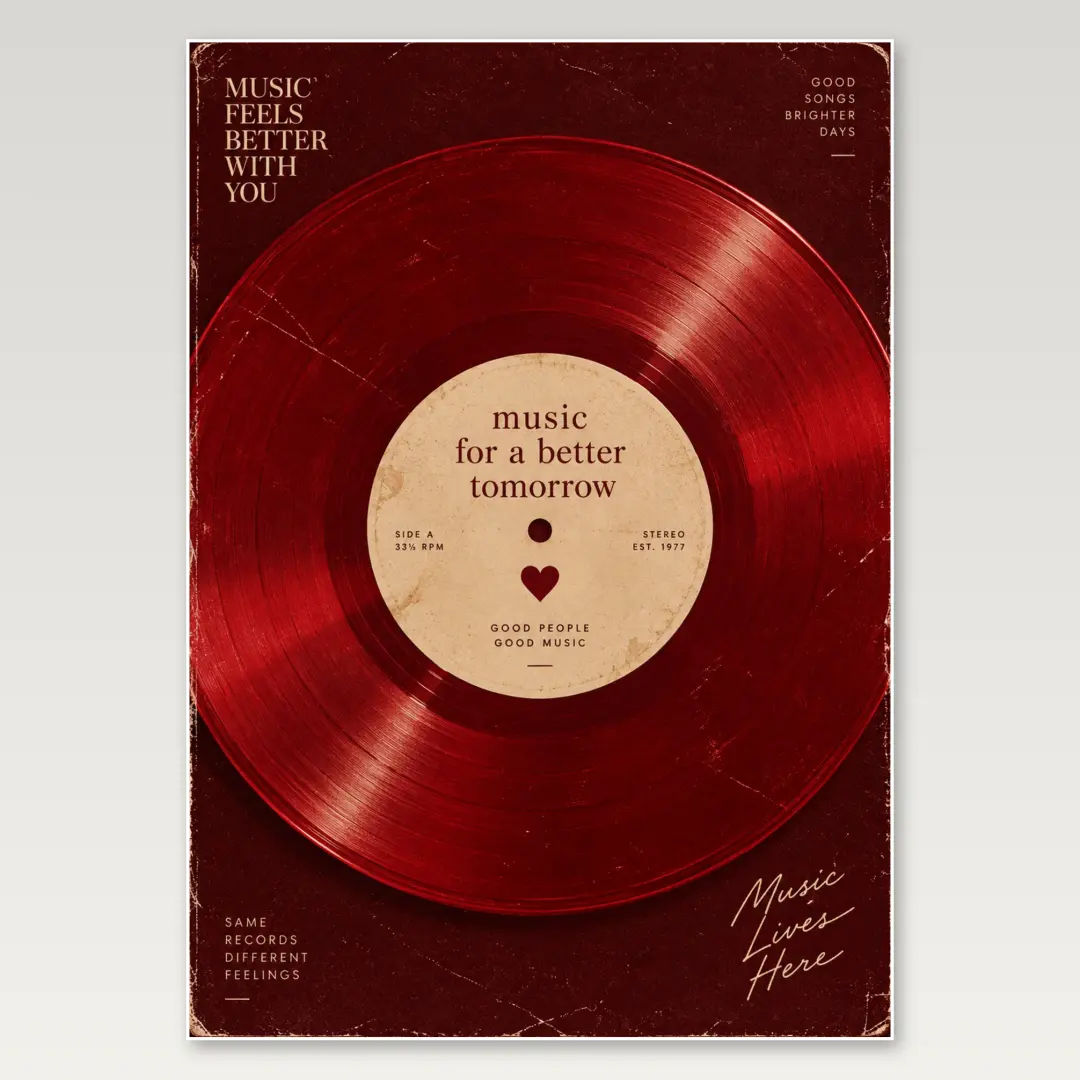 Red Vinyl Record A4 Poster