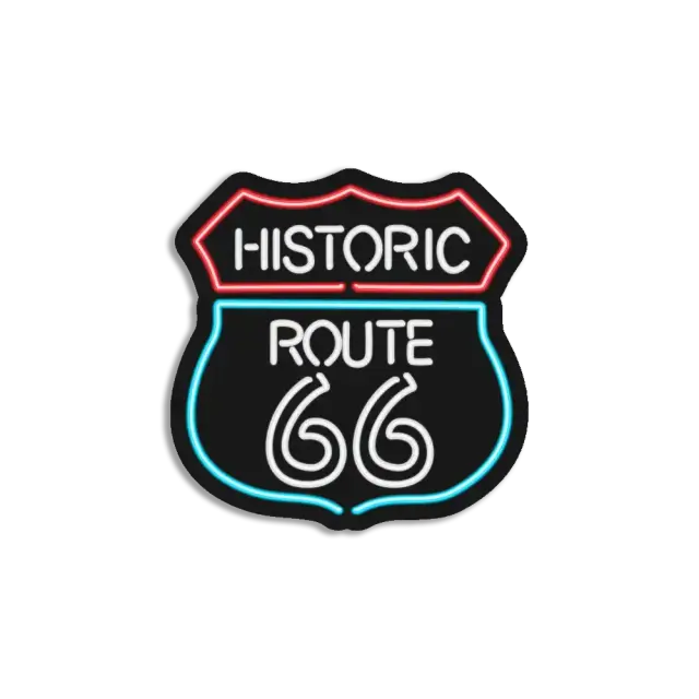 Neon Route 66 Sign Sticker