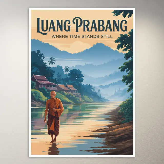 ملصق فني للسفر إلى Luang Prabang