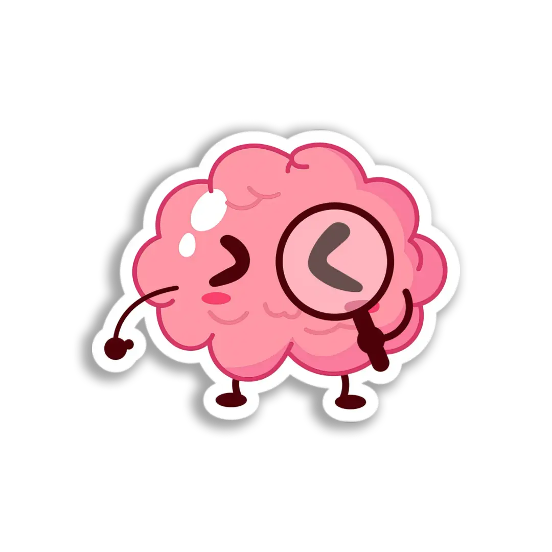 Curious Brain Inspecting Sticker