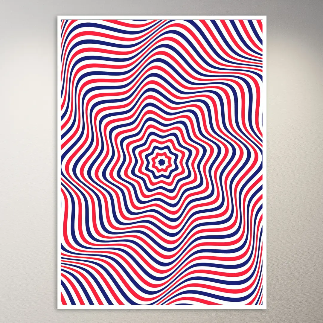 Rot-weiß-blaue Wellenstreifen Poster