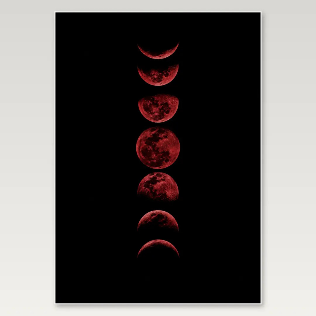 Crimson Moon Phases A4 Poster