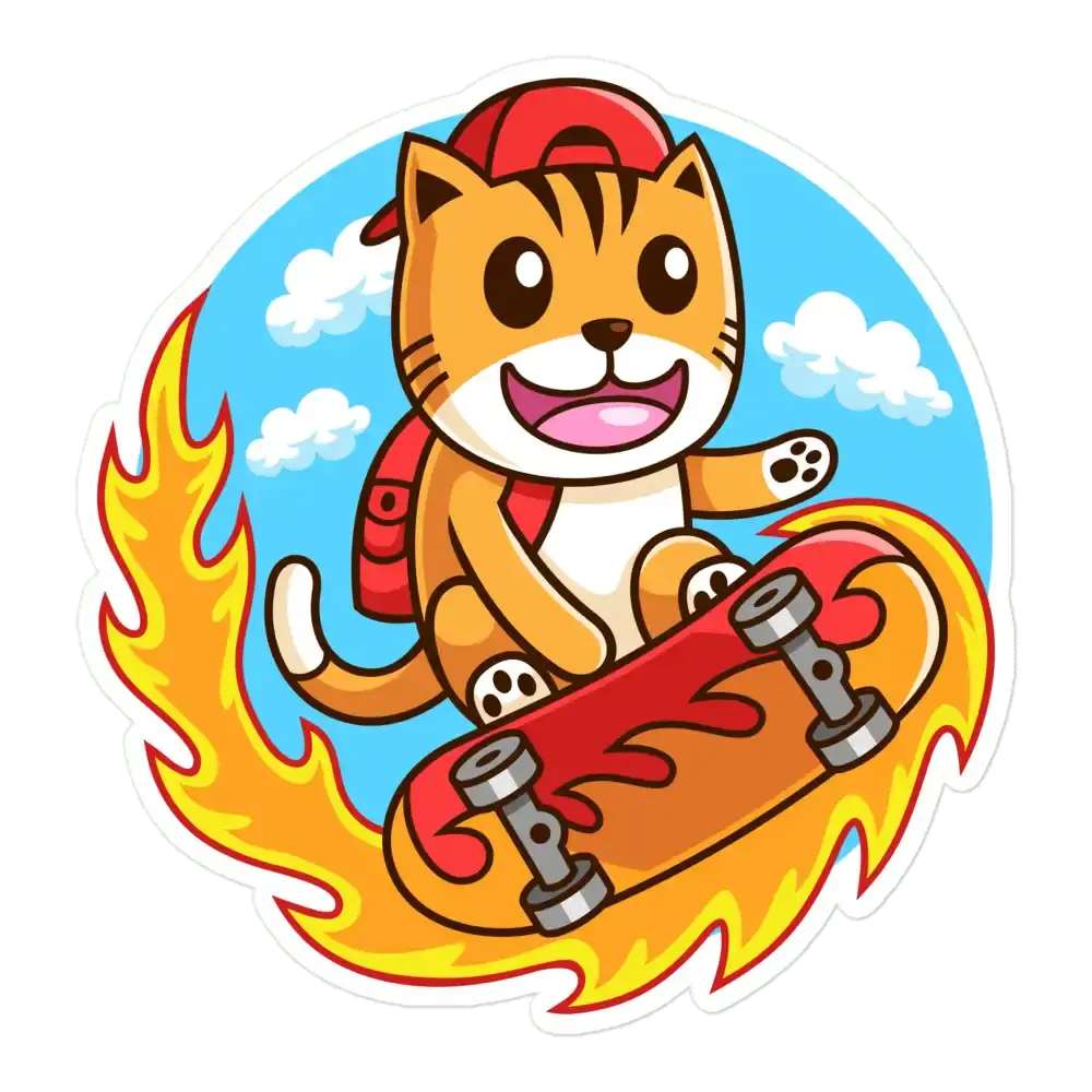 Skateboarder Cat Single Sticker