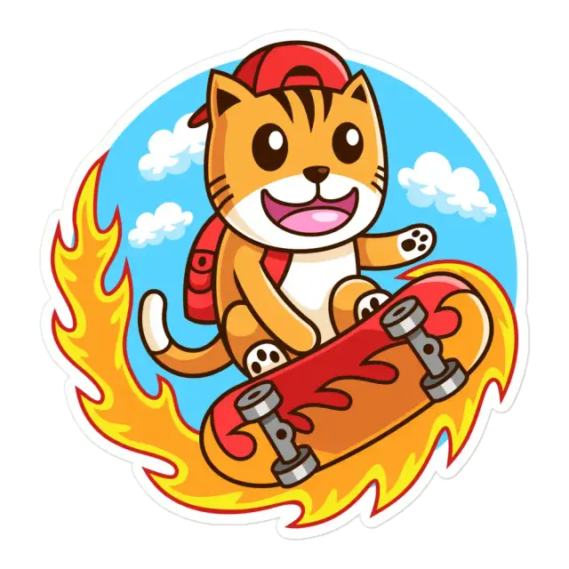 Skateboarder-Katze Einzel-Sticker
