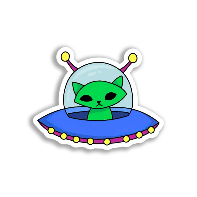 外星貓太空船貼紙
