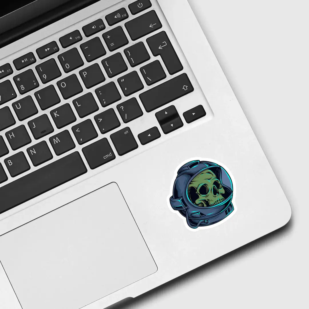 Pegatina de calavera con casco de astronauta