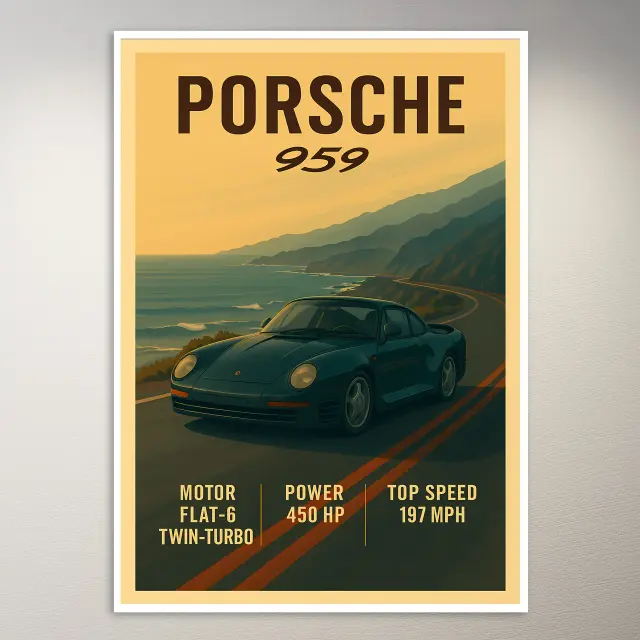 Porsche 959 Küstenfahrt Poster