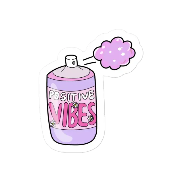 Pegatina de chica VSCO con spray de vibras positivas