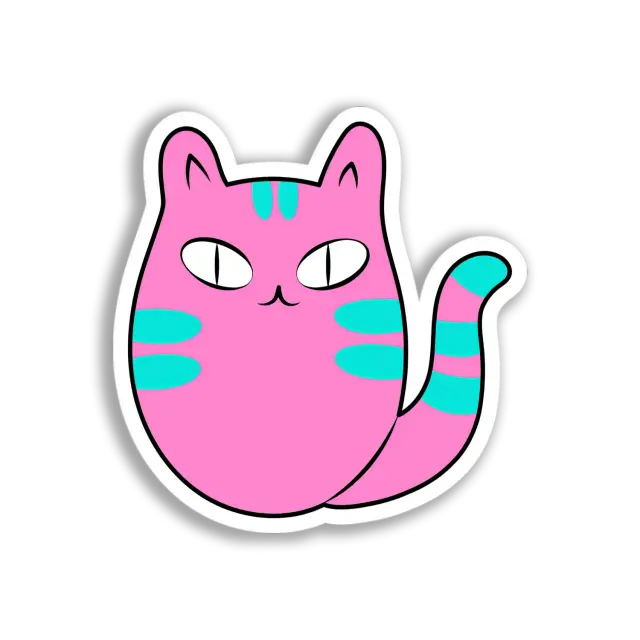 Pink Tabby Cat Sticker