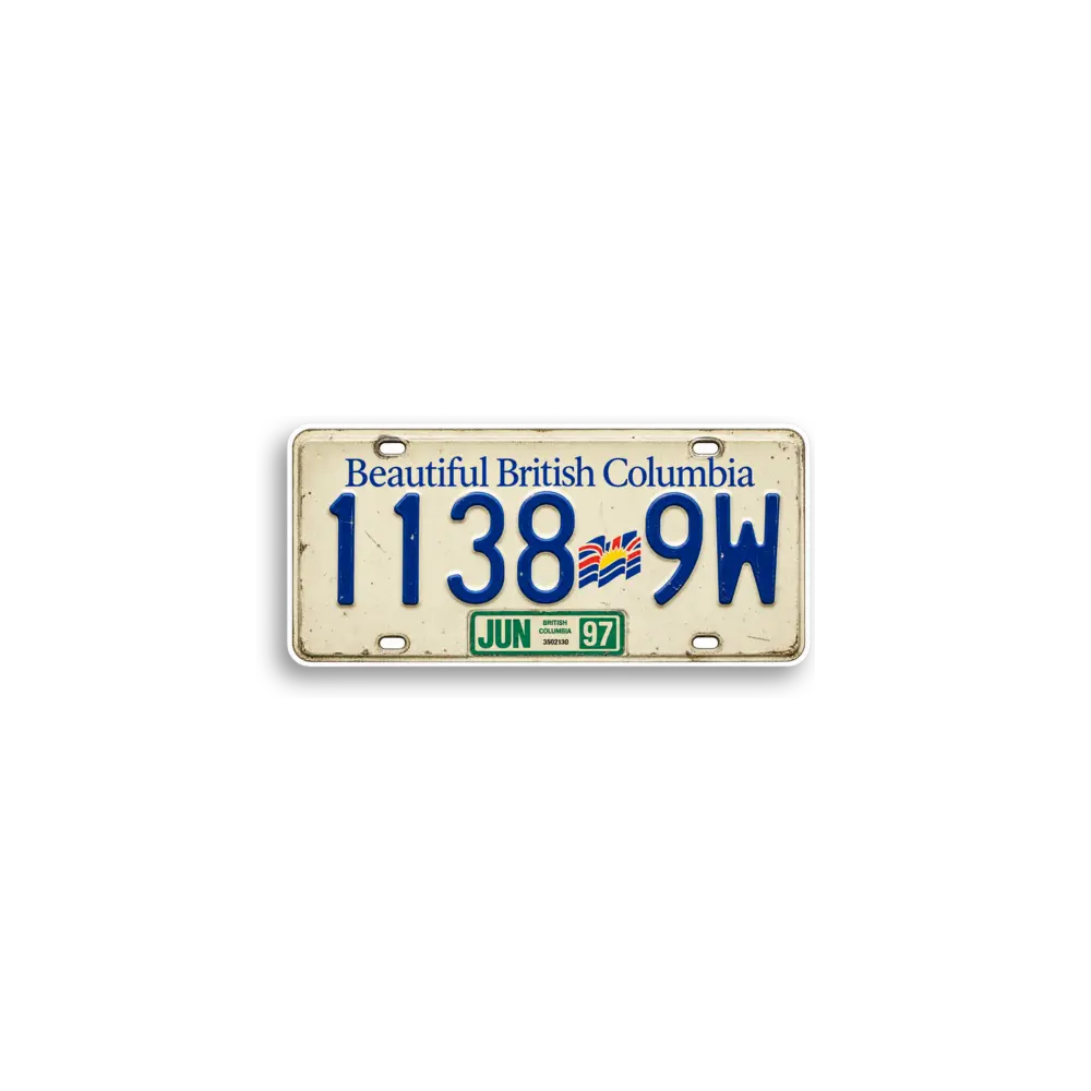 British Columbia 1138-9W Nummernschild-Sticker