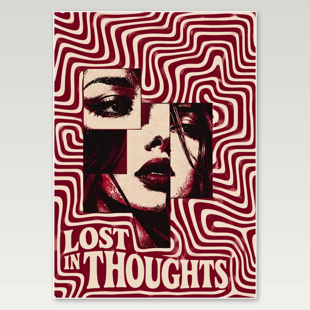 Red Graphic Labyrinth A4 Poster