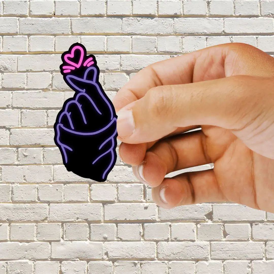 Neon Saranghae Fingerherz Liebe Sticker