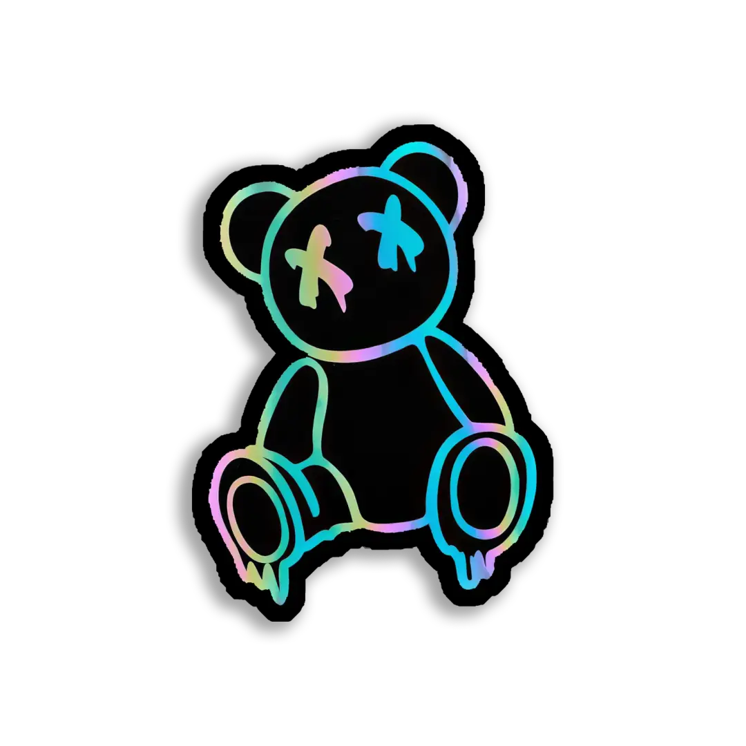 Iridescent X-Eyed Bear Sticker