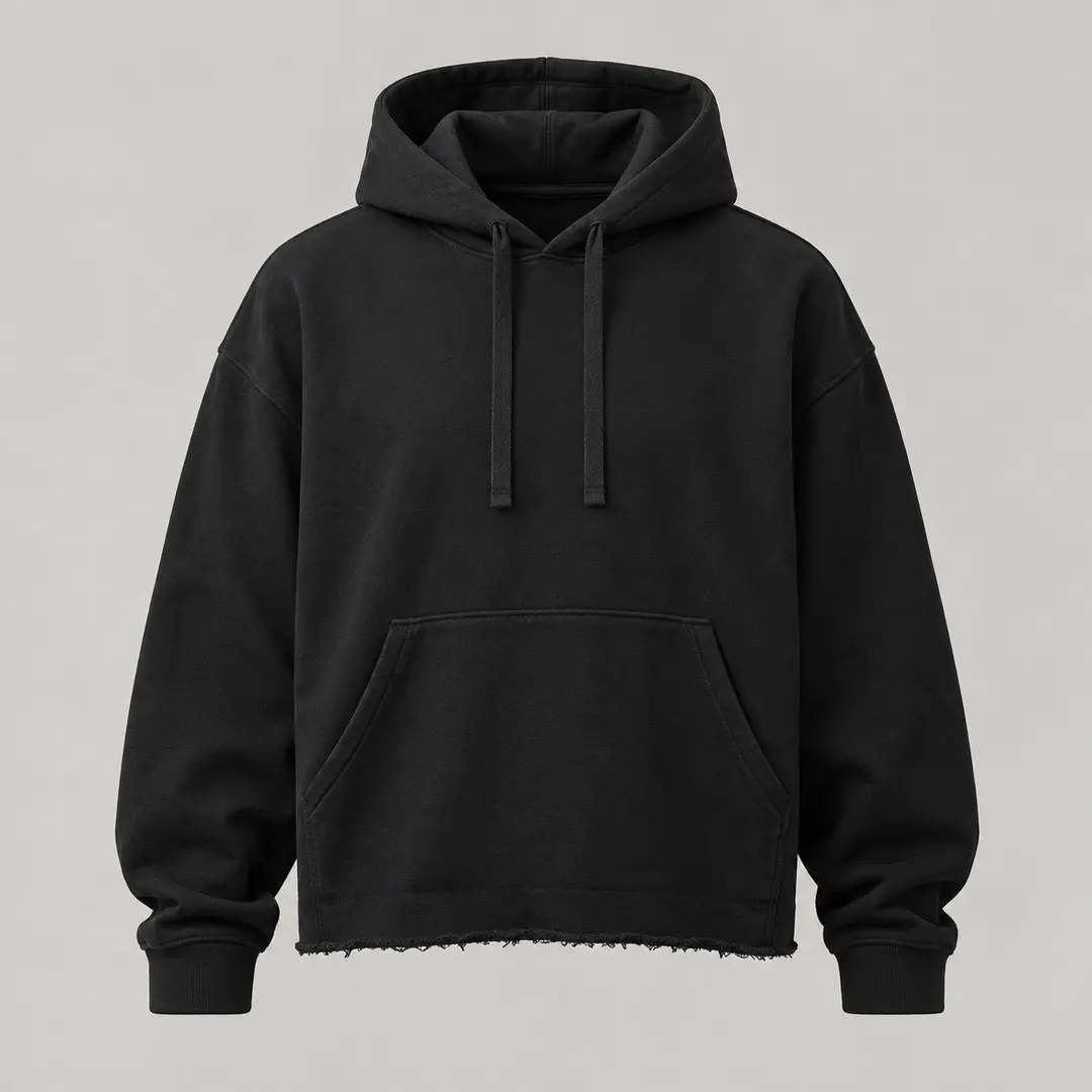 Rooftop Cropped Hem Hoodie in Black