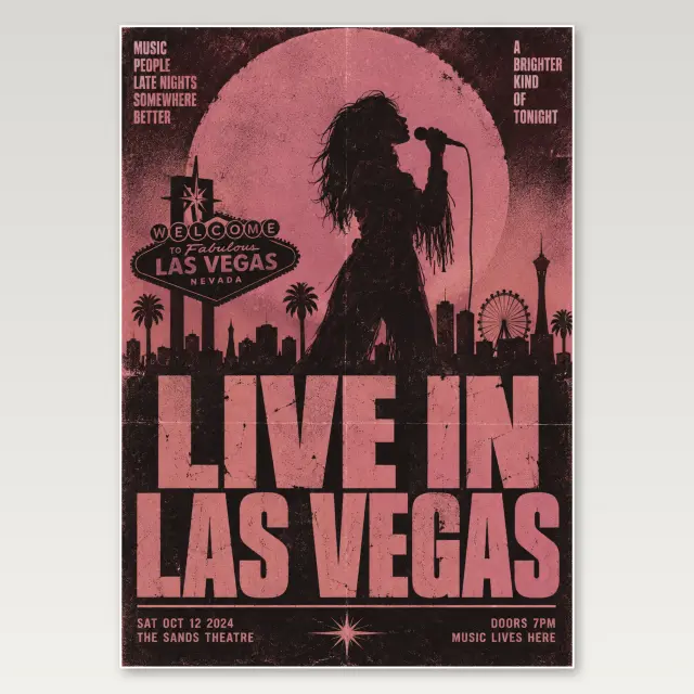 Las Vegas Stage Silhouette A4 Poster