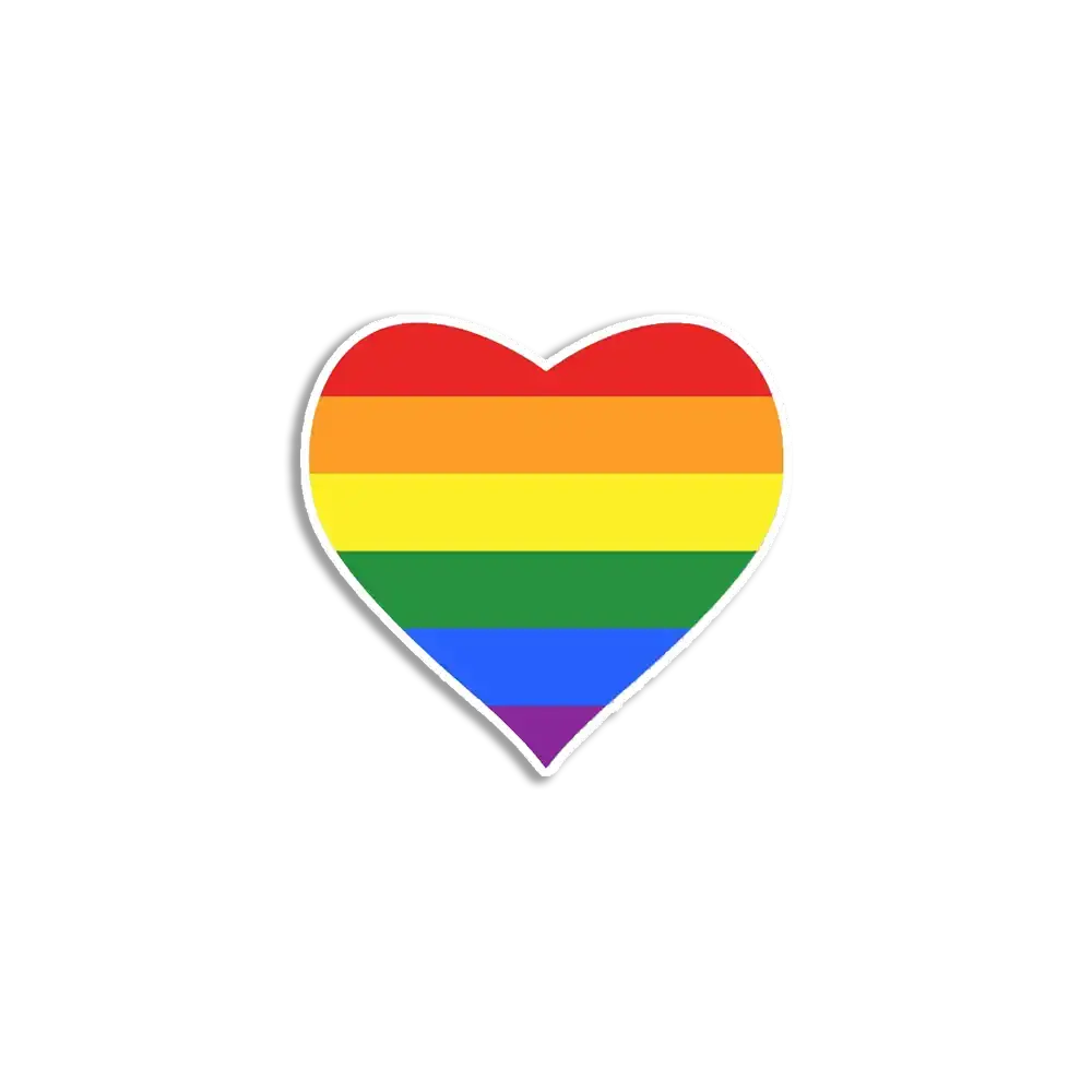 Pegatina de bandera del orgullo en forma de corazón