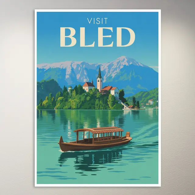 ملصق فني للسفر إلى Bled