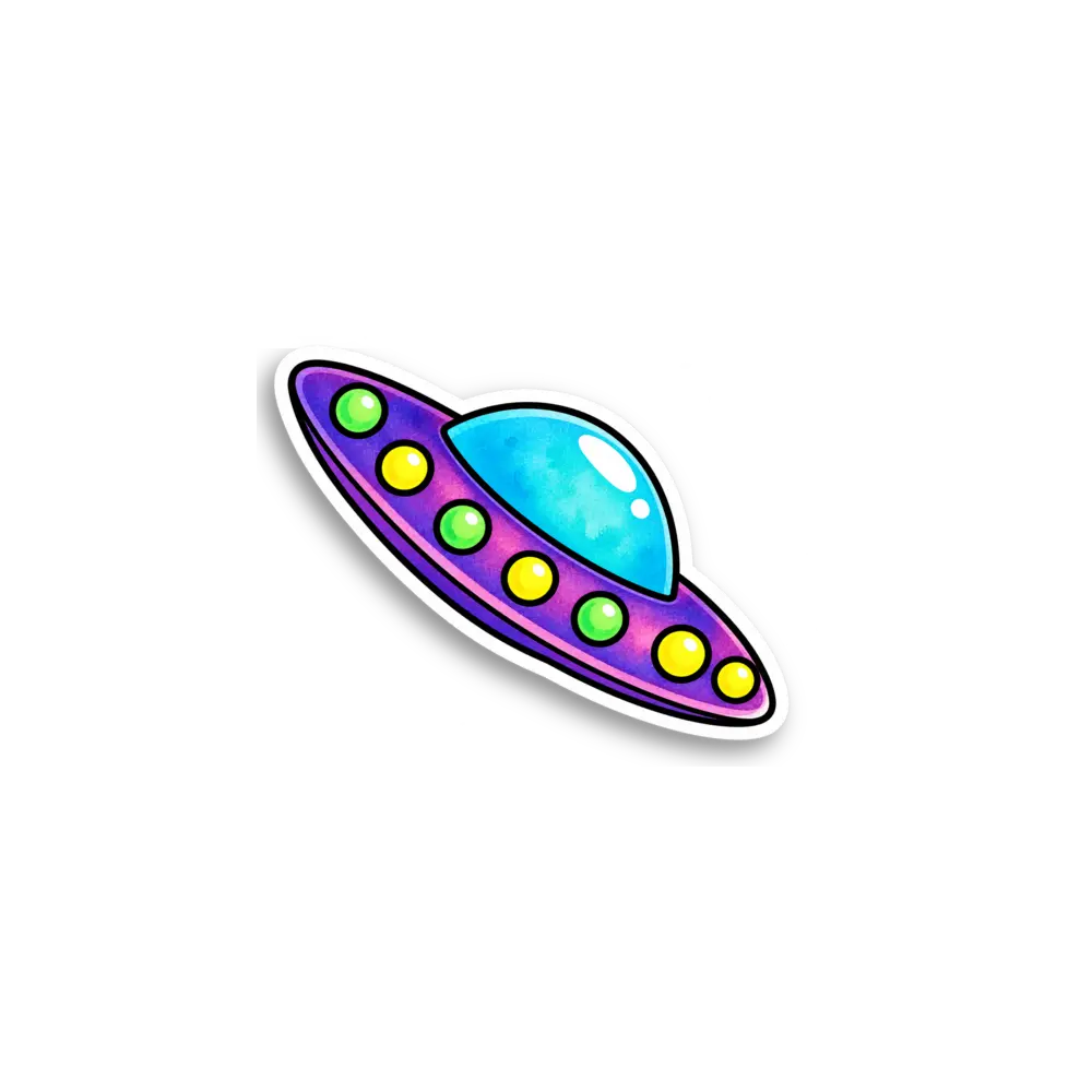Bunter UFO-Sticker
