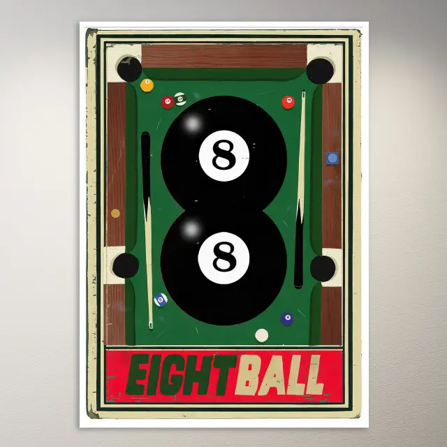 Vintage-Billard Achterkugel Poster