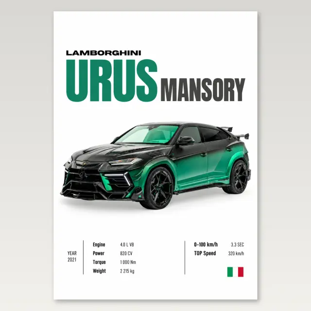 Green Urus A4 Poster