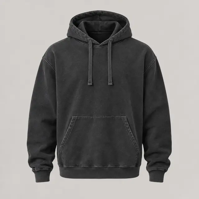 Alleyway Garment-Dyed Hoodie in Faded Black