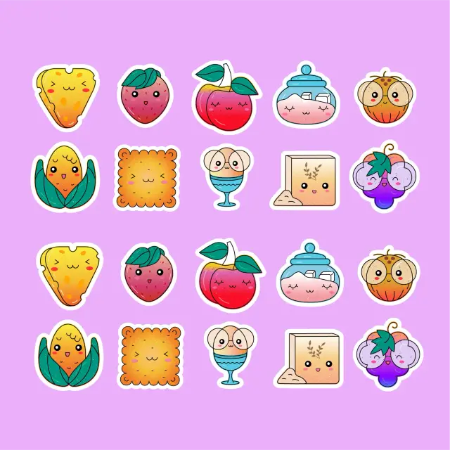 Kawaii Food Ingredients Stickers