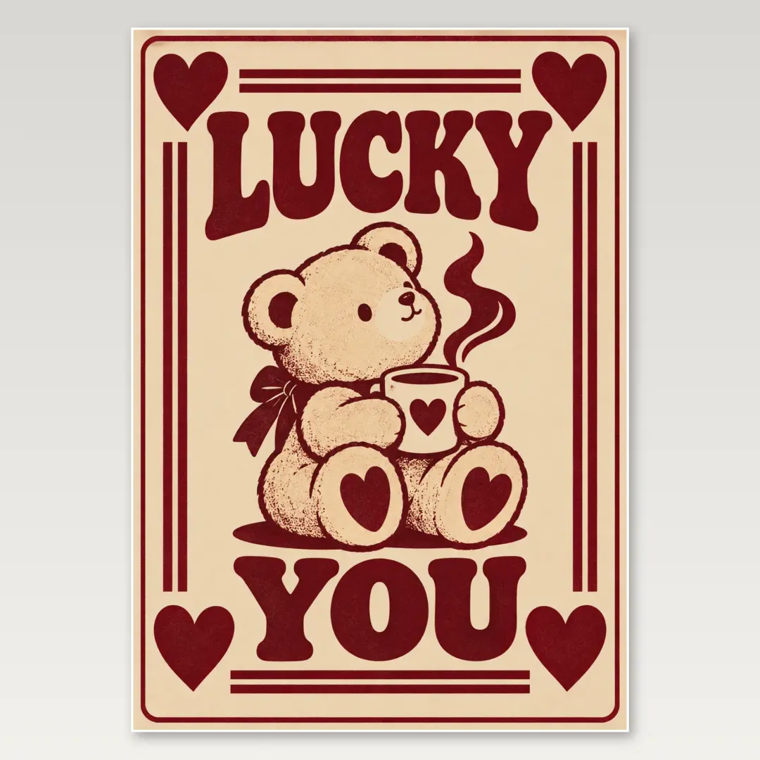 Cozy Bear Cartoon A4 Poster