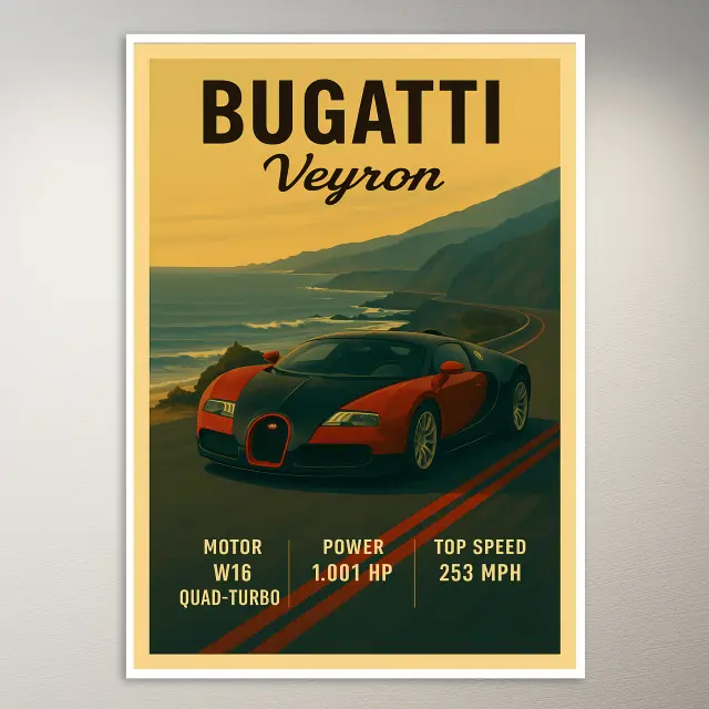 Bugatti Veyron Supersportwagen Poster