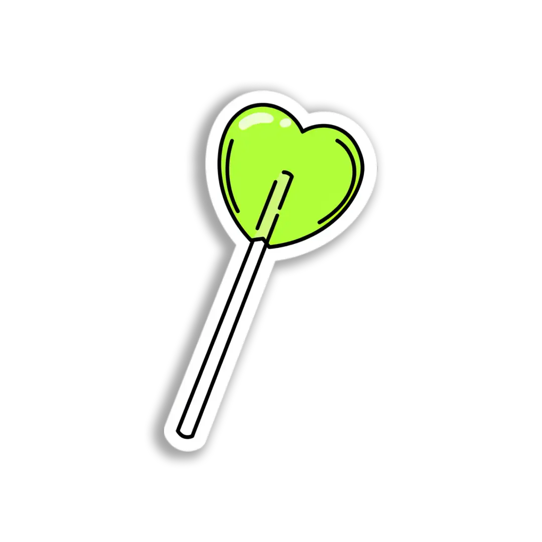 Lime Heart Lollipop Sticker