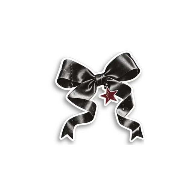Black Ribbon Bow Sticker