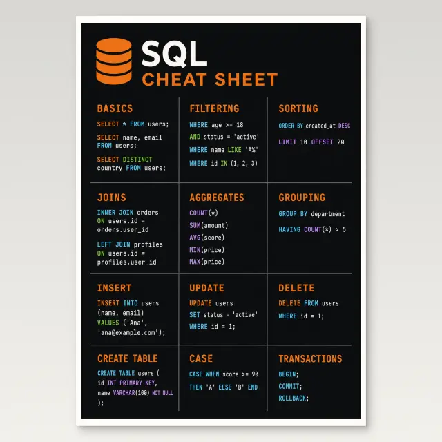 SQL Cheat Sheet Simplified Poster