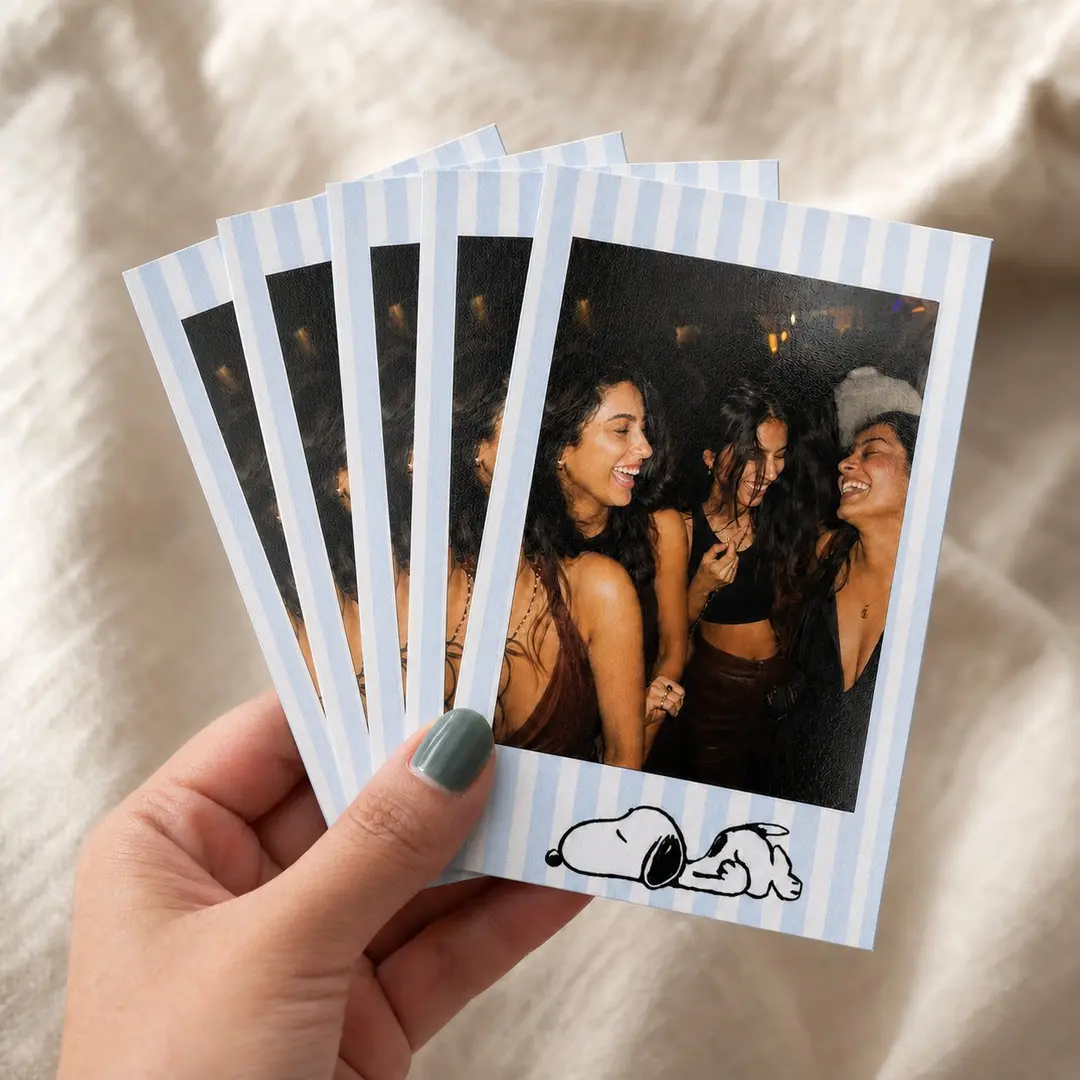 Mini Blue Stripe Sleepy Pup Polaroids