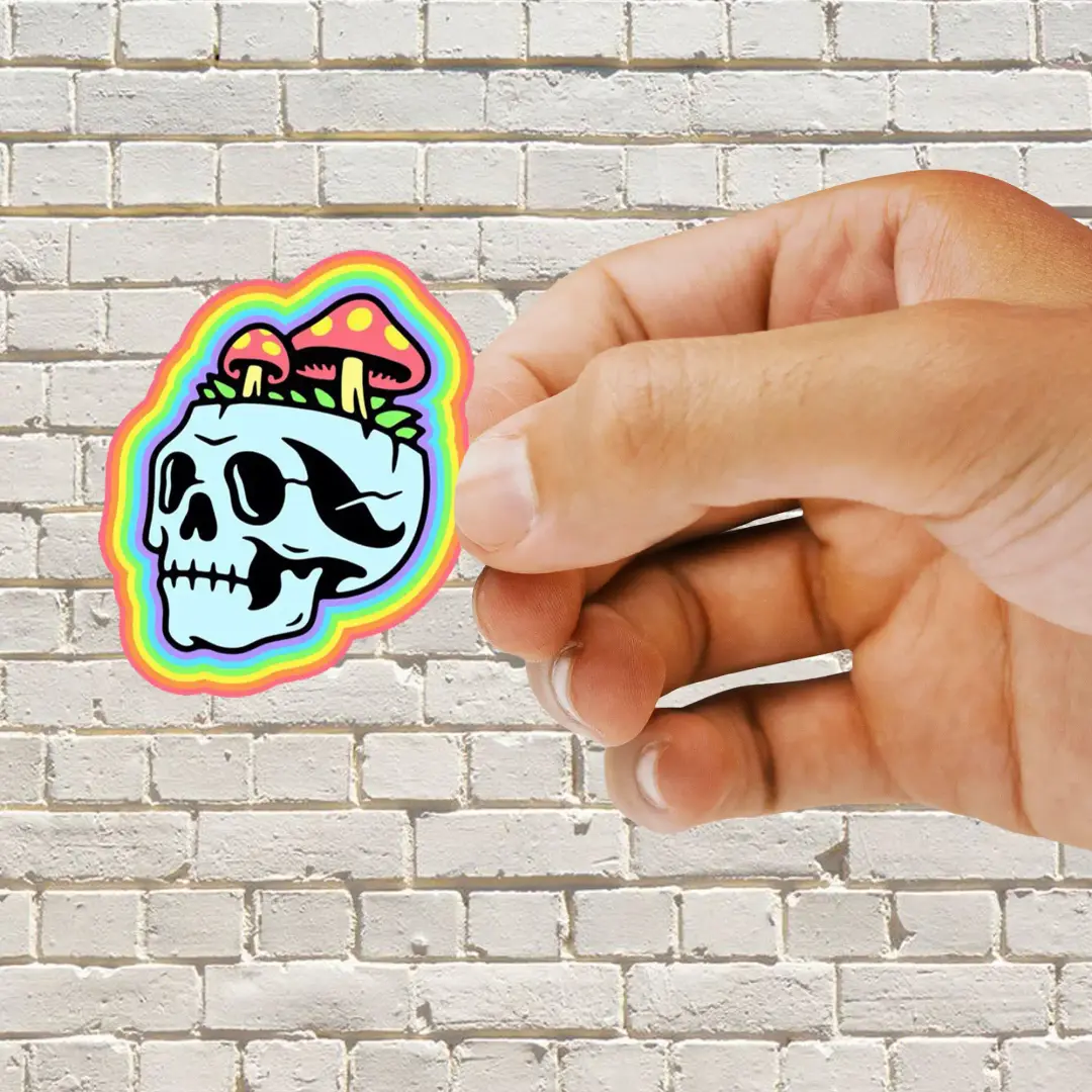 Trippy Rainbow Skull Sticker