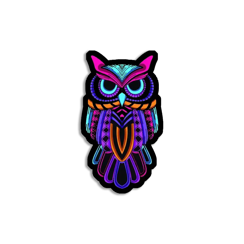 Neon Eulen-Schild Sticker