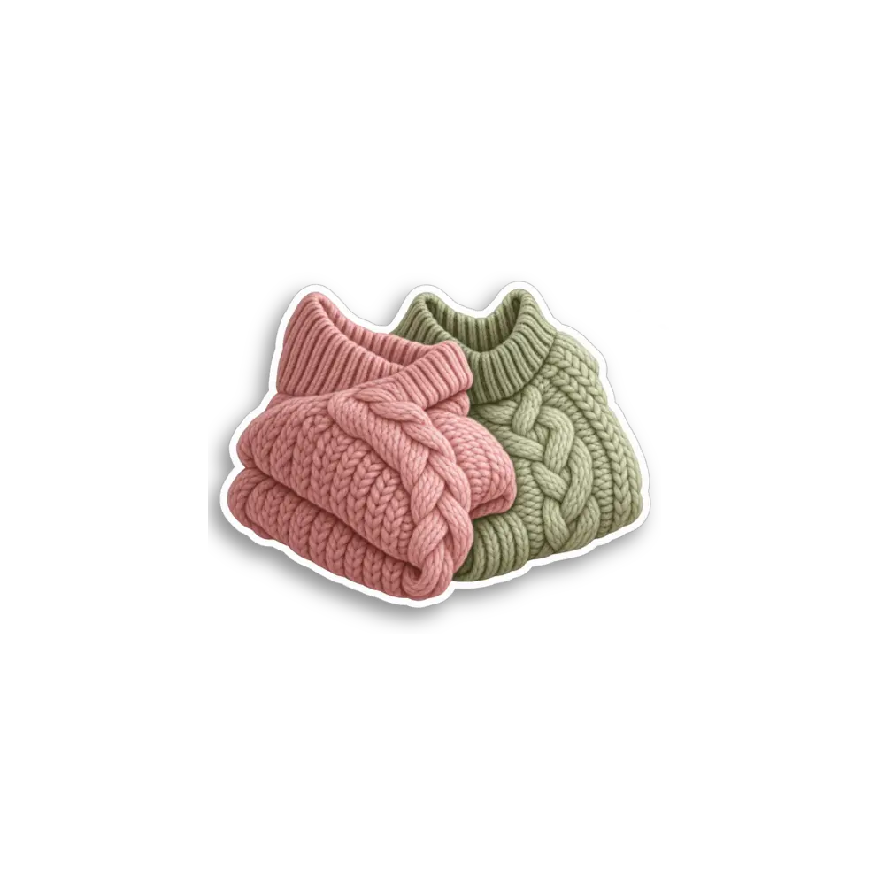 Rosa-grüne Strickpullover Sticker