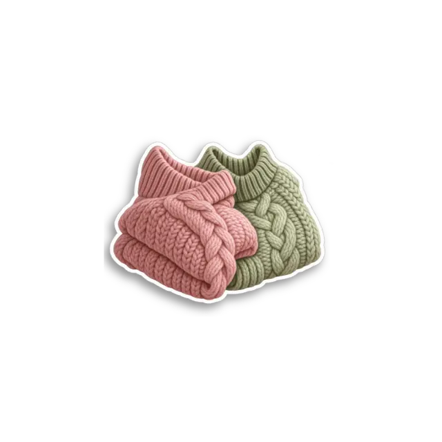 Rosa-grüne Strickpullover Sticker