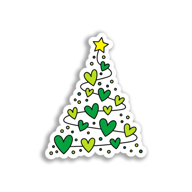 Heart Christmas Tree Sticker