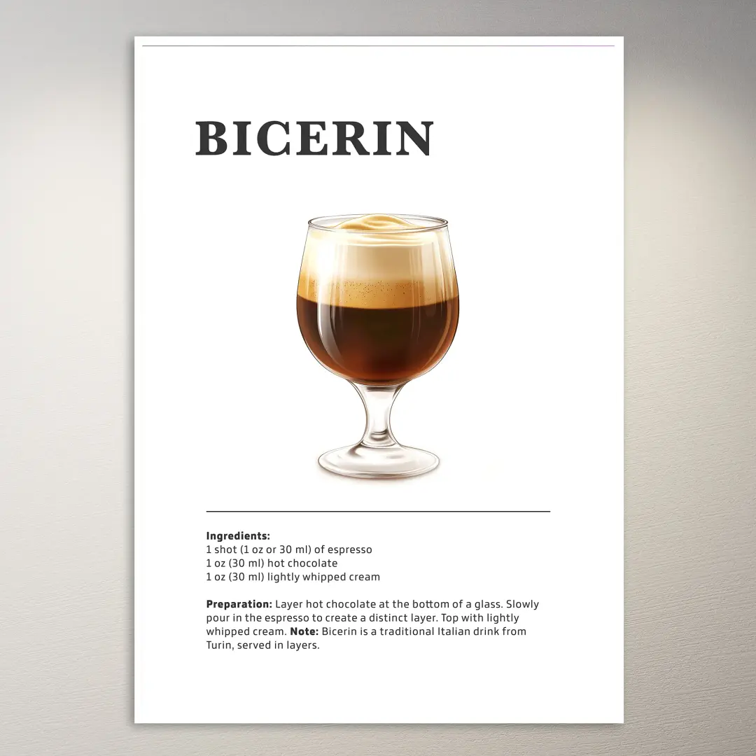 Póster de bebida Bicerin en capas