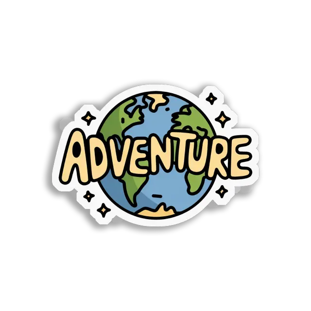 Das Abenteuer wartet rund um die Welt Sticker