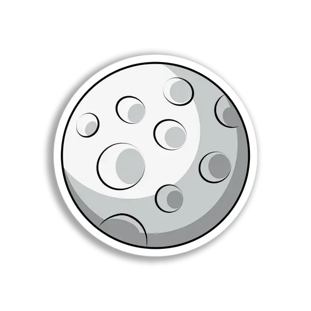 Cartoon Cratered Moon Sticker