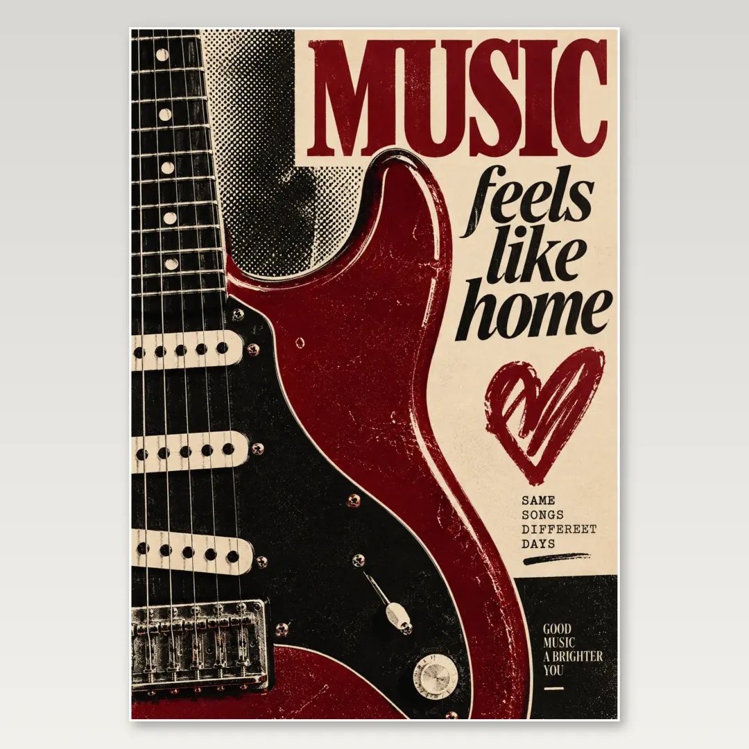 Schwarze E-Gitarre Detail A4-Poster