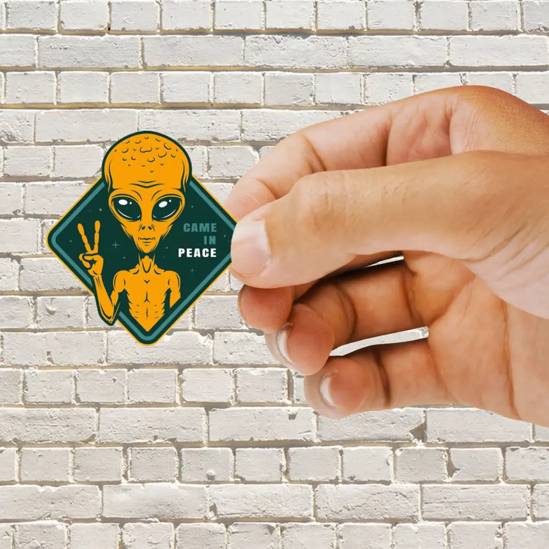 Alien Peace-Zeichen Sticker