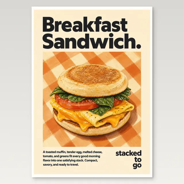 Póster de sándwich de desayuno