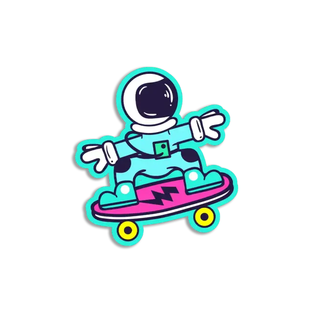 Astronaut Skateboarding Trippy Sticker