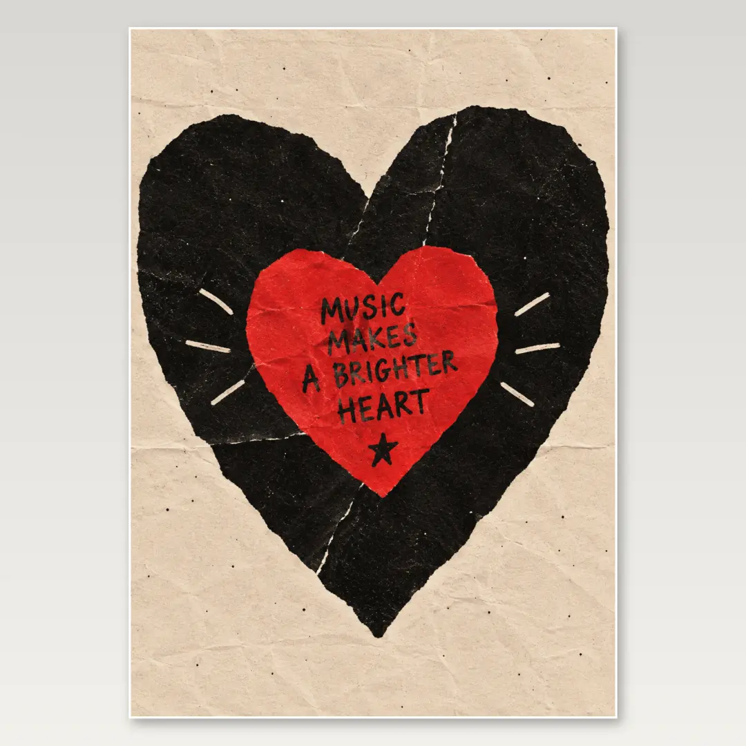 Schwarzes Herz rote Mitte A4-Poster