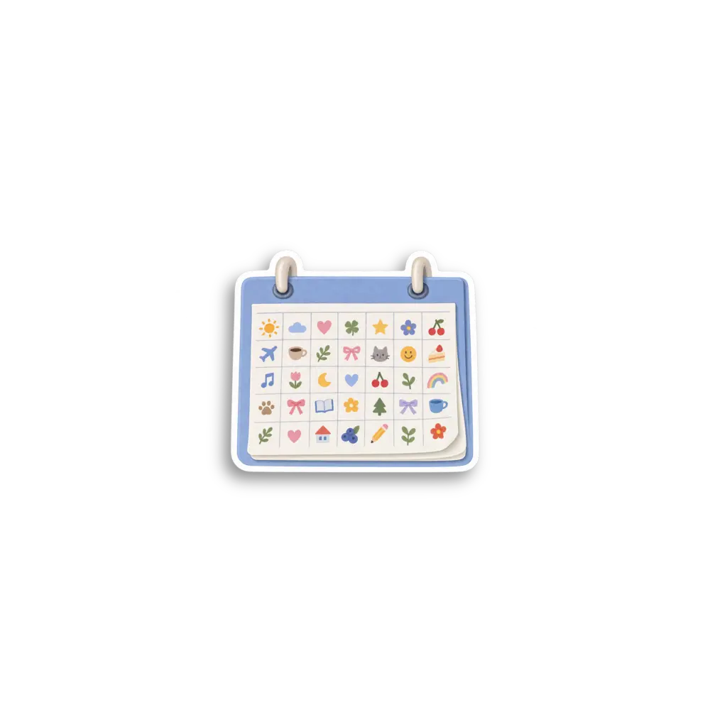 Blauer Klappkalender Sticker