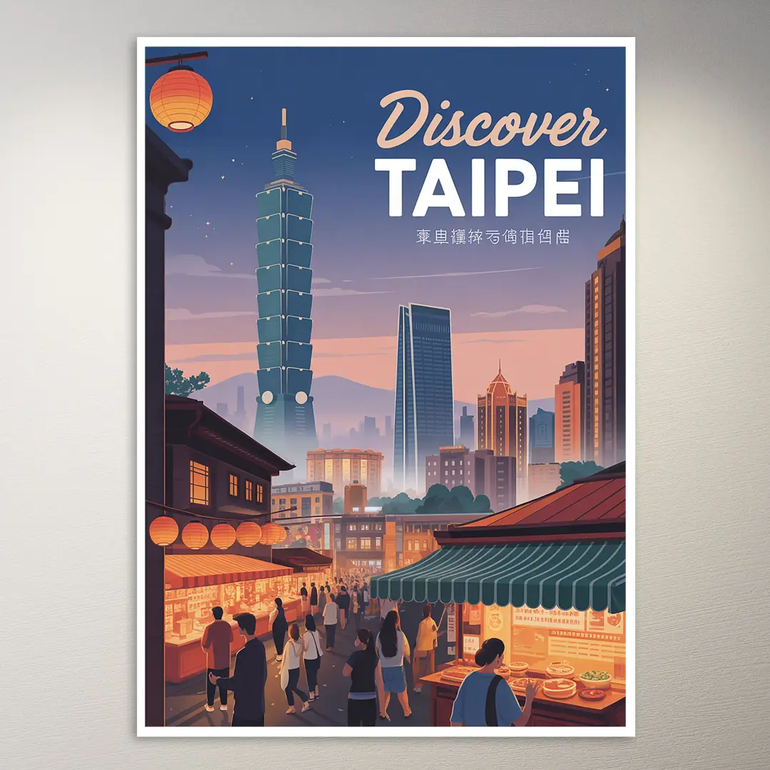 ملصق فني للسفر إلى Taipei